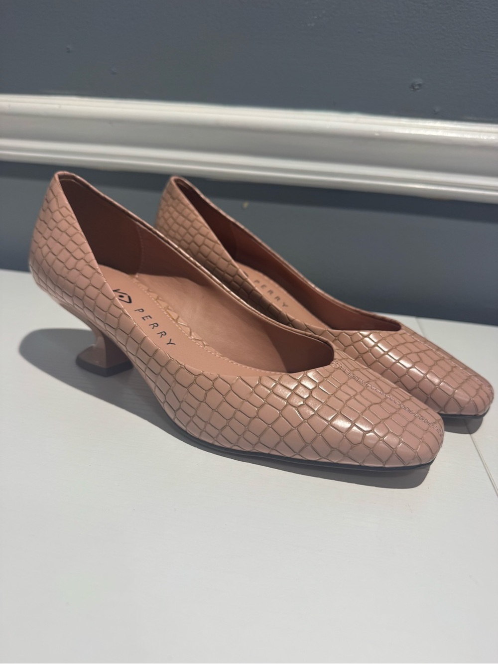 Katy Perry Collections Blush Pink Textured Kitten Heel Pumps
